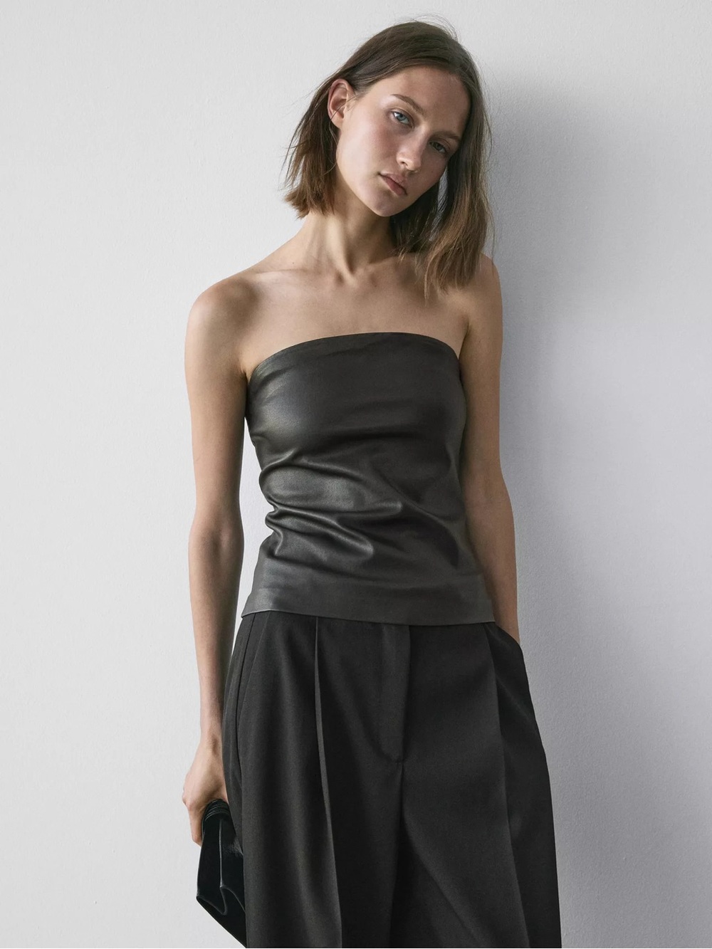 NWT MASSIMO DUTTI Leather Tube Top
